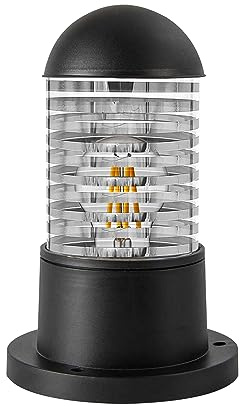 LEDSone Black European Minimalist Outdoor Bollard Column Lamp Exterior Aluminum Round Pillar Light Garden Ornaments Pathway Lighting Garden Lights Path Light Decoration for Patio (with Bulb)