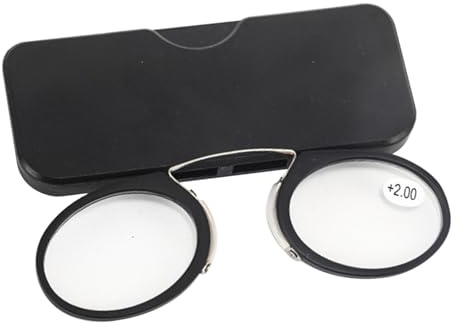 Gafas de Lectura Sin Patillas Mixtas, Mini Clip de Nariz Compactas con Estuche Universal para Hombres y Mujeres +2.0