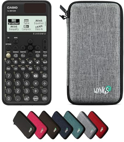 Casio fx-991CW ClassWiz inkl. WYNGS Schutztasche Hellgrau - Wissenschaftlicher Taschenrechner - Basic Set