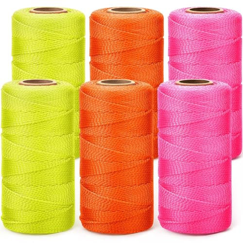 Amylove Maurerschnur #18, 152,4 m, geflochtene Nylonschnur, robuste Outdoor-Schnur für Gartenarbeit oder Mauerwerkzeuge, BAU, DIY-Projekt, 6 Rollen