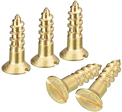 sourcing map Vis à Bois en Laiton, 40Pcs M3.5 x 12mm Vis Autotaraudeuse à Tête Plate à Entraînement Fendu, Fraisée pour Meubles de Menuiserie