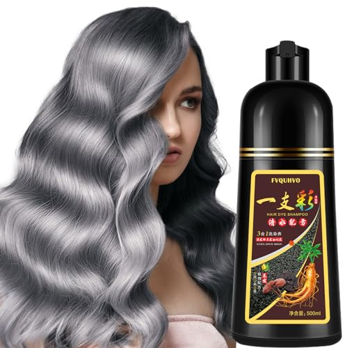 Yocisku Silver Gray Hair Dye Shampoo 3 in 1 for Men & Women, Silver Hair Dye, Natural Hair Dye for Salon Home Use, Shampoo Para Canas 16.9 Fl Oz (Silver Gray)
