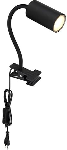 PRENDELUZ Wandleuchte, Klemmspot, GU10 25 W, 230 V, Schwarz, ideal für dekorative und funktionale Beleuchtung in engen Räumen.