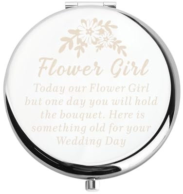 WUSUANED Schminkspiegel für Blumenmädchen, Antragsgeschenke, Hochzeit, Party, Brautjungfer, Spiegel, Mutter der Braut, Geschenk (Blumenmädchen-Spiegel, S)