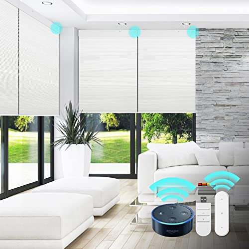 Grandekor Elektrische Jalousien Aufladbar,Wabenplissee Plissee Verdunklung ohne Bohren nach maß,wärmeisolierter Smart-Rollo mit Akkus,für Fenster Breite(40-120cm) Höhen(50-200cm)