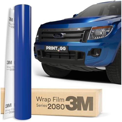 PRINT.GG Auto Folie 3M 2080 Blue Fire Glanz G337, 152 x 40 cm | Selbstklebende Car Wrapping Folie | Robuste Lackschutzfolie für Auto, Motorrad, Boot | Autofolie mit Exzellenter Haftung