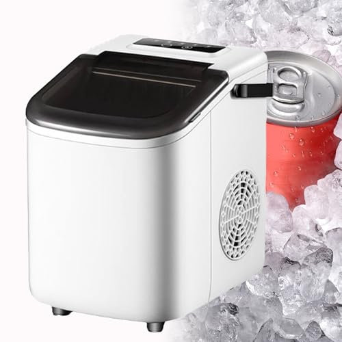Macchina per Il Ghiaccio, Macchina per Il Ghiaccio Da Banco Con Maniglia, 10 Kg/24 Ore, Con Cestello per Maniglia Macchina per Il Ghiaccio Domestica Autopulente per Casa/Cucina/Campeggio/Camper.