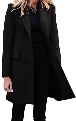 Giacca leggera da donna casual sottile cappotto sottile a maniche lunghe cappotti da lavoro giacca da donna S spolverino cappotto, Nero , M