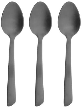 Geneviève Lethu 538317 Lot de 3 Cuillères en Inox - Coloris Noir mat - Cuillères à café, cuillères à dessert L 15 cm - Collection Manhattan