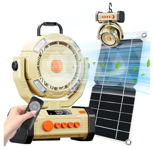 LFLIFENG Ventilador Solar con Gancho para Colgar Ventilador Suelo con Velocidad Continua Ventilador Grande para Viajes De Camping