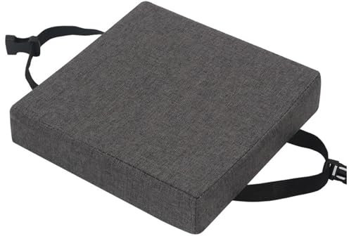 HLXHG Stuhlkissen 40x40/35x35cm, Bequeme Waschbare Sitzkissen Stuhl Leinen Sitzpolster Mit rutschfeste Schnalle, Dickes 5cm Kissen für Gartenstuhl, Küche, Schule, Boden, Büro,Grau,25x25x5cm
