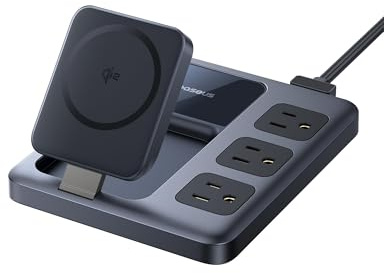 Baseus Nomos 8-in-1 Charging Station 67W, Qi2 Certified 15W Magnetic Wireless Charger with 3AC & 4USB, Foldable Detachable Slim Power Strip for Magsafe, iPhone 16/15 Pro Max, MacBook Pro
