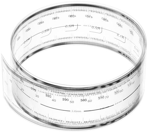 PATIKIL Regla Flexible de Película 60cm Escala 0.1mm con Ángulo R y Líneas de Ancho Plástico PET Transparente Suave Regla Plegable Recta para Fábrica, Transparente, 1 Unidad | 1 unids, con ángulo R y líneas de ancho, PET transparente plástico suave, regla plegable