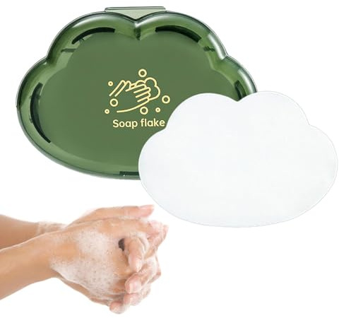 Hojas de jabón portátiles – 50 unidades – Caja de viaje de papel de lavado a mano | Suministros de limpieza de viajes, formando jabón de rebanada para actividades al aire libre senderismo