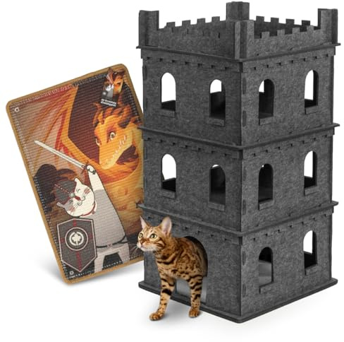 CanadianCat Company | Set | Filzburg Felty Fort + Kratzteppich Sir-Scratch-A-Lot - Katzenschloss mit Kratzmatte