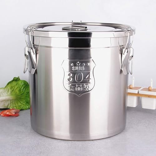Secchio Multiuso - Secchio In Acciaio Inossidabile 304, Con Secchio Di Riso Coperchio Ermetico, Utilizzato Nel Contenitore Contenitore Per Alimenti Per Cibi Da Cucina, Conservatore Della Cucina(6L)