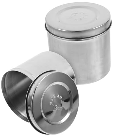 Mikikit Recipiente de Ungüento de Acero Inoxidable 304, Tarro para Gasas y Apósitos Tapa Metálica, Resistente, Paquete de 2 Unidades de 12 Cm, Adecuado para Uso Médico y Esterilización