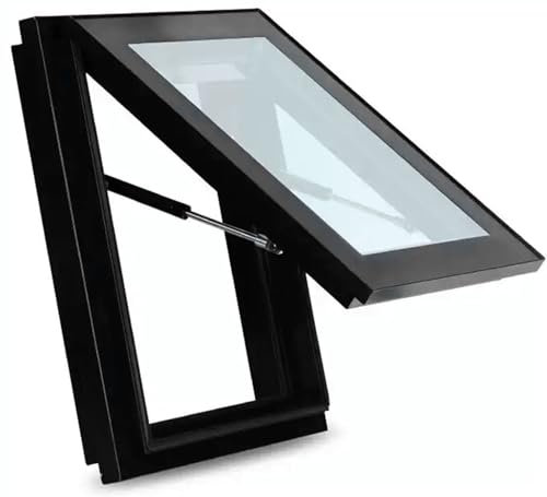 Roof Skylight, Roof Window, Rainproof Egress Roof Window, Roof Lighting Well Window, Manual Venting Installation Skylight with Double-Layer Tempered Glass, for Attic/Basement/Sunroom,400X400mm