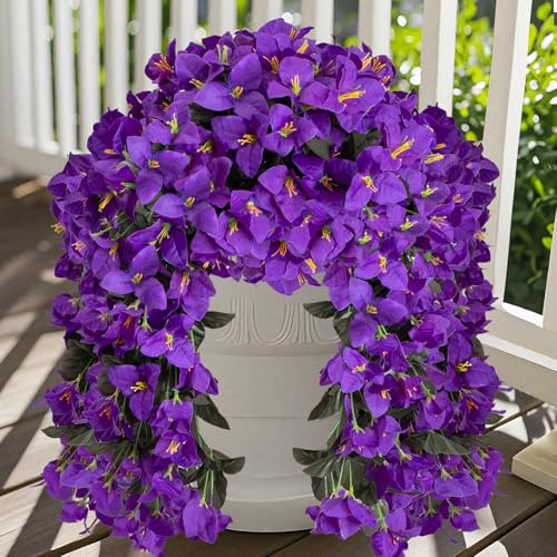 Zaphyron 2 Stück Kunstblumen Hängend Bougainvillea Künstliche Balkonpflanzen Hängepflanzen Seidenblumen Kunstblumen Wie Echt Outdoor Pflanzen für Balkon Hängeampel Terasse Balcony Freien Indoor-Dekor