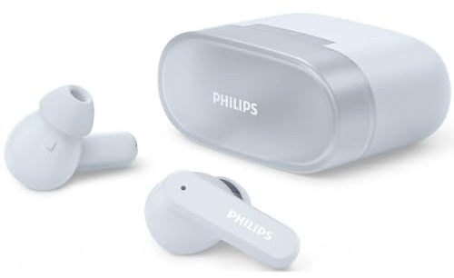 Philips TAT2000BL Écouteurs Intra-Auriculaires Bluetooth True Wireless, Petites Oreillettes - Dynamic Bass, Tech. à 4 micros, appels clairs, boîtier de Charge de Poche, 32 Heures d'autonomie - Bleus