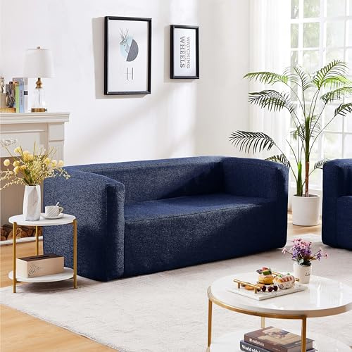 Premium PRO Design Aufblasbares Sofa mit Soft-Touch Textil-Oberfläche - Outdoor Loungesessel & Gartenmöbel - Ergonomische Camping Couch - Inkl. Tragetasche (Blau, Meridian Sofa ohne Sitz)