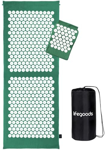 LifeGoods Tapis d'acupression XL avec coussin - Tapis de presse sans fil - Tapis d'acupression - Tapis d'acupression - Tapis d'acupression - Tapis de massage - Dos - Tapis à picots - Tapis Fakir