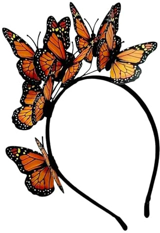 Karneval Damen Kopfschmuck Schmetterling Fascinator Hut Schmetterling Stirnband Kostüm Kopfbedeckung (Orange, One Size)