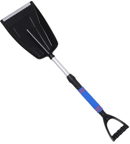 DEARMAMY Pala da Neve Telescopica Pieghevole in Lega con Impugnatura Ergonomica Blu Raschietto per Ghiaccio e Neve per Auto Suv e Camion Attrezzo Compatto per Rimozione su Vialetti