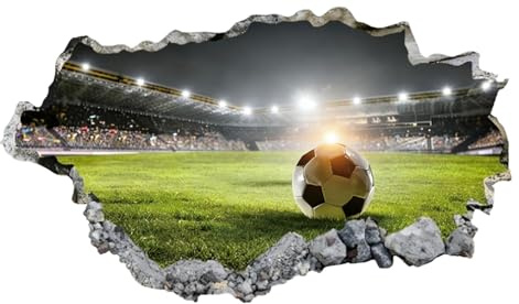 3D Fußball Wandtattoo, Wandsticker FussballWandbild Sport Poster für Schlafzimmer Wohnzimmer Deko, 127 cm x 72 cm (50 x 28,3 Zoll)