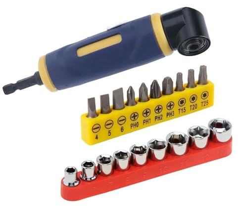 Lot de 3 embouts de tournevis ergonomiques coudés à 90 degrés avec tige hexagonale pour perceuses électriques pour espaces étroits et confinés Embout de tournevis flexible