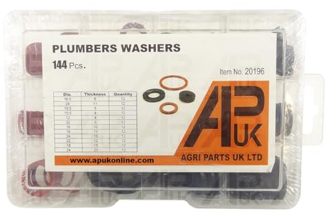 144pc Assorted Ball Valve Rubber Fibre Washers diaphragm Plumbers Repair Box Kit
