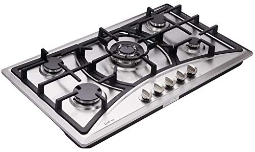Deli-kit 34 Inch Dual Fuel Sealed 5 Burners Stainless Steel Drop-In Gas Cooktop Hob DK258-A07 Cooker