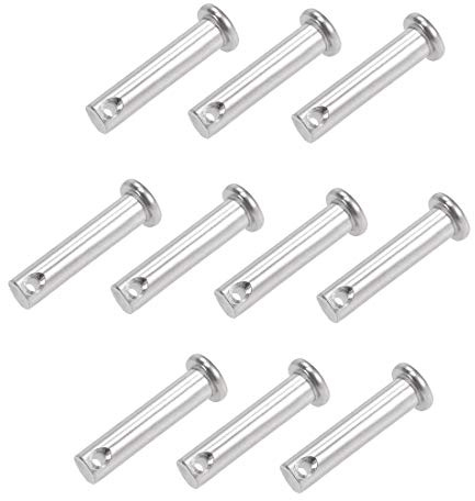 sourcing map 10 Stück Steckbolzene Verbindung Scharnierstift 8mm X 35mm Splintstift Flach Gabelbolzen Einloch Edelstahl aus 304
