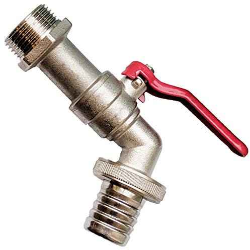 Kugelhahn 1 Rohr Zoll AG Anschluss Außengewinde aus Messing Metall mit Schlauchtülle Außendurchmesser 27,5 mm Auslauf Ventil Wasser Absperr Kran