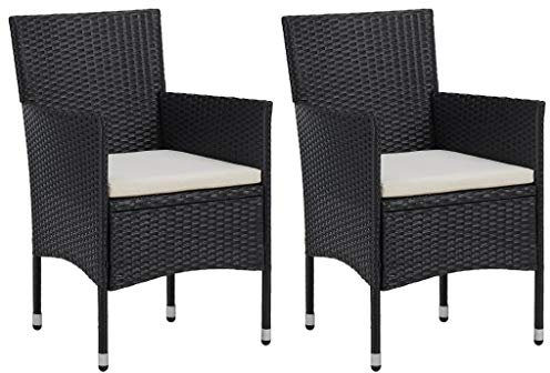 Tidyard 2er Set Garten-Essstühle Poly-Rattan-Stuhlset Garten-Essgruppe Mit Rückenlehne & Armlehne,Gartenstühle Gartensessel Stühle 52 x 57 x 84 cm,Witterungsbest?ndig,Pflegeleicht,Poly Rattan