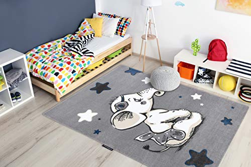 rugsx Petit Kinderteppich mit Muster „Elefant Sterne” grau 140x190 cm