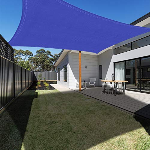 Ankuka Sun Shade Sail 4m x 6m Navy Blue Rectangular Waterproof Garden Sun Sail Outdoor Patio Party Sunscreen Awning Canopy 98% UV Block With Rope