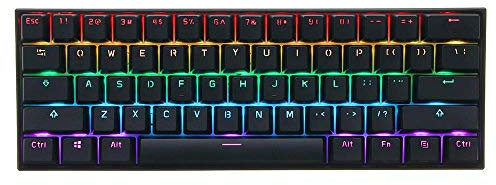 ChengBeautiful Clavier C Type Machine De Jeu RVB for Clavier Portable 61 Touches 60% Clavier Mécanique Bluetooth 4.0 Clavier De Joueur (Color : Black, Size : Brown Switch)