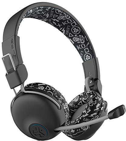 JLab JBuddies Play Gaming Headset, Wireless Headphones, 22+ Hour Bluetooth Playtime on Mobile, Volume Safe, Cable for Gaming PC, Console, Retractable Mic, Quick Mute