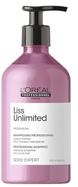 L'Oréal Professionnel, Shampoing Lissant pour Cheveux Rebelles & Indisciplinés, Anti-Frisottis, Liss Unlimited, SERIE EXPERT, 500 ml