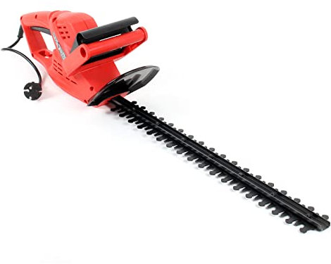 Wiltec Elektrische Heckenschere 520 W, Heckenschneider mit Schnittlänge 450 mm, Heckensäge mit Schnellstopp-Bremse, Freischneider mit Handschutz