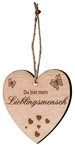 levandeo Deko-Herz 9x10cm Birkenholz Sprüche Lieblingsmensch Liebe Deko Holz Anhänger Love Geschenk Holzherz Holzdeko Wanddeko