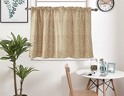 A.Monamour Tenda Corta Oscurante per Finestra Piccola - Motivo A Stelle Beige Opaca - Cucina, Bistrot, Caffè - Mezza Tenda, Mantovana, Pannello, Porta Armadio