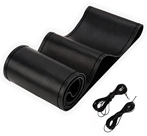 Lenkradbezug Für Universal 40CM 42CM 45CM 47CM 50CM Kunstleder Lenkrad Geflecht Abdeckung Auto Lkw Extra Große Auto Innen Zubehör Lenkradabdeckung (Farbe : 50CM Black)