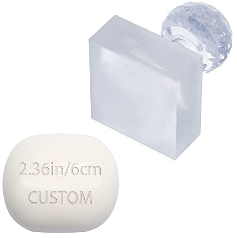 CRASPIRE Sellos de Jabón Personalizados Sellos de Jabón Acrílico Fabricación de Jabón Sello de Jabón Hecho A Mano de 2.36 Pulgada / 6 cm Personalizado con Mango Sello de Relieve de Jabón