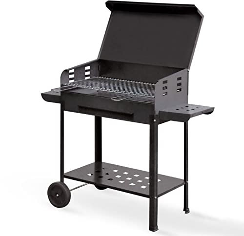 La zappa Barbecue a carbonella Polifemo griglia regolabile con ruote e tappo Made in Italy (50 x 40 x h 90 cm)