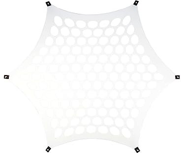 PSYWORK Schwarzlicht Segel Spandex | Crystal Clear Hexagon Holes Weiß | 1,75 x 1,75m | UV-aktiv | fluoreszierend | Wandtuch Wandbehang Stoff Neon Deko Party Tuch Tapestry Poster Psy Goa