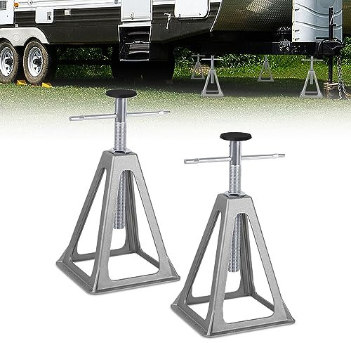 JOIEYOU Unterstellbock Aluminium Unterstellböcke 2 Stück 1T Tragfähigkeit 285-430mm Anhänger Stützen für KFZ PKW Caravan Wohnmobil Zubehör