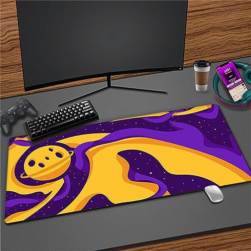 TengYuer Gaming Mauspad Lila Gelb, XXL Gaming Mauspads 23.6x15.7x0.1 Zoll Verlängertes Großes Mauspad Schreibtischauflage, rutschfeste Gummibasis Einfach Zu Reinigen für Gamer/Desktop/Büro/Zuhause