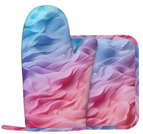 Set di 2 guanti da forno e presine in silicone resistenti al calore, guanti da cucina in silicone, per cottura al forno, grigliate